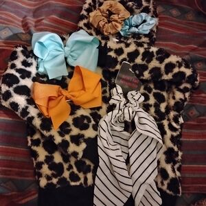 Swiggles leopard Print Jacket And Hair Accessories